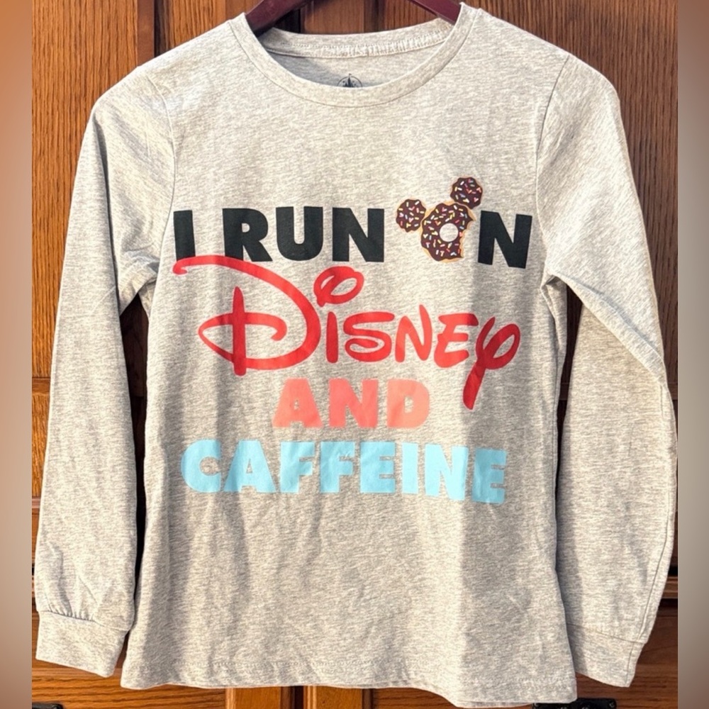 Disney Graphic Tee Running Donut Caffeine WDW Mickey Mouse Athletic Cozy Humor